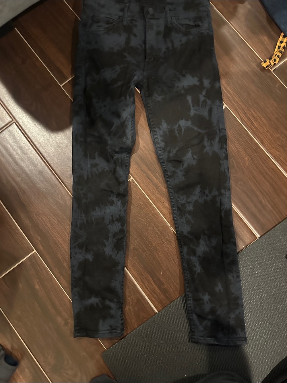 MOTHER The Muse Ankle Black Tie-Dye Skinny Jeans in Blame it on the blackout!